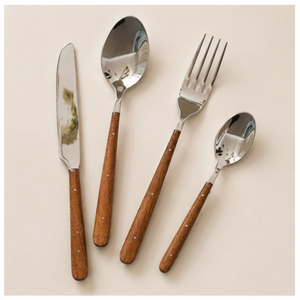 Luxury Natural Wood Handle Cutlery Set Stainless Steel French Bistro Style <b>Flatware</b> for Wholesale Hotel Tableware Silverware - Product Image 3