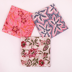 Bandana en coton imprimé à la main, multi-usages, style tendance, motifs floraux dégradés, écharpe de voyage 21x21 pouces - Product Image 3