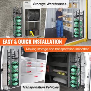 Estante para Tanques de Refrigerante con 3 Botellas Pequeñas de 30 lb, 12.79x12.99x47.12 pulgadas, para Cilindros de Gas - Product Image 6