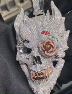 Collar Personalizado de Plata de Ley 925 con Colgante de Calavera Estilo Hip Hop para Hombre, con Diamantes, Regalo Original - Product Image 2