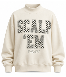 Sweat-shirt à col roulé oversize Scalp 'Em Fashion, uni, avec patchwork de lettres brodées, pull personnalisé unisexe 100% coton - Product Image 4