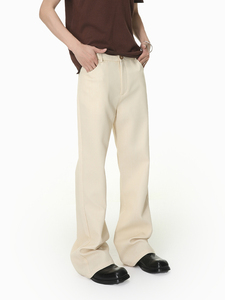 Sustainable Recycled Polyester Wide <b>Pants</b> Men Eco Friendly Plaid Patterned Front Pleated Loose Trousers - Product Image 2