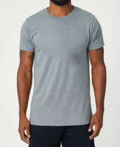 Camiseta Unisex Gris de Cuello Redondo y Manga Corta, Corte Regular, Color Sólido, Informal, Tejido Ecológico, Secado Rápido, para Todas las Temporadas, 100% Algodón - Product Image 1