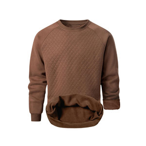 Sudadera Personalizada para Hombre, Forro Texturizado, Térmica, de Algodón Grueso, Cuello Redondo, para Invierno, Estilo Urbano, Color Sólido, OEM - Product Image 1
