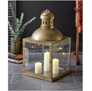 Nouveau design 2026 – Grand chandelier décoratif de sol en laiton antique, forme carrée, avec verre trempé - Product Image 1