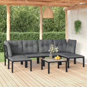 Juego de salón de patio de ratán polivinílico negro y gris de 7 piezas Muebles de patio elegantes y duraderos - Product Image 1