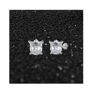 Cadeaux de Noël, diamant de laboratoire certifié GIA IGI, 0,5 à 10 carats, tulipe, or fin, plaqué argent sterling 925, boucles d'oreilles pour lui et elle - Product Image 1