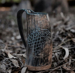 ฮอร์นแก้วไวกิ้งทำด้วยมือเขาควายธรรมชาติแท้พร้อมขอบทองเหลืองตกแต่งด้วยมือทำด้วยมือทำจากแก้วแท้สินค้าอินเดีย - Product Image 3