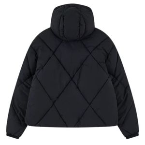 Chaqueta Acolchada con Capucha para Hombre, Chaqueta de Invierno Acolchada con Diseño de Diamantes, Chaqueta Acolchada Aislante para Clima Frío, Ropa Exterior Informal y Elegante - Product Image 2