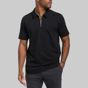 Custom Logo <b>Plain</b> Polo <b>Tshirts</b> High Quality 4-way Stretch Drop-cut Zip Luxury Short Sleeve Polo Shirts for Men - Product Image 2