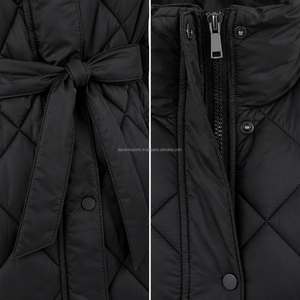 Women Long Puffer <b>Jacket</b> <b>Winter</b> Quilted Belted Coat Lightweight Warm Insulated Parka Windproof OEM Wholesale Manufacturer - Product Image 3
