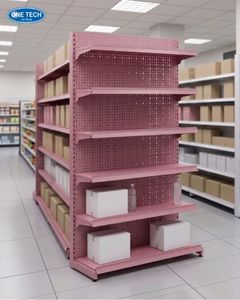 Estanterías Metálicas Perforadas de 6 Niveles, Verticales, de un Solo Lado, para Supermercados, de Fácil Instalación y Resistentes - Product Image 1