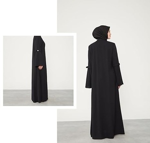 New Arrival Dubai Arabic Style <b>Kaftan</b> Black Abaya Women Floor Length Traditional Polyester Abaya Muslim Dress Outdoor Breathable - Product Image 5