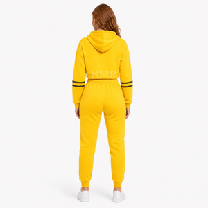 HMR Sorority Sisterhood Yellow Cropped Hoodie Jogger <b>Set</b> Smiley Face Printed Two Piece Tracksuit Custom Casual Sportswear - Product Image 5