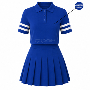 Conjunto de Dos Piezas Cosh International Sisterhood Sorority, Polo a Rayas, Top de Manga Corta, Falda Midi Plisada - Product Image 1
