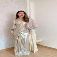 Dernière collection de saris indiens de haute qualité pour mariage, en soie, avec broderies lourdes, chemisier tendance pour femme, entièrement cousu