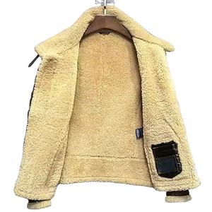 Chaqueta de aviador para hombre de cuero vacuno original, forrada con piel sintética, chaqueta bomber de invierno, ropa exterior de piloto vintage cálida. - Product Image 4