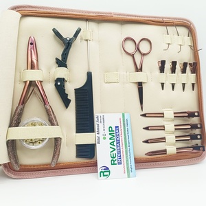 Rose Gold Hair Extension Tools Kit Stainless Steel Pliers Needle Clips Scissor Tool <b>Set</b> for Micro Ring Nano <b>Bead</b> Extensions OEM - Product Image 3