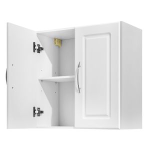 2-Tier Adjustable Shelf Wall-Mounted Hanging Cabinet <b>for</b> <b>Kitchen</b> <b>Storage</b> 2-Door Cupboard Adjustable Shelf <b>for</b> Laundry Room Use - Product Image 1
