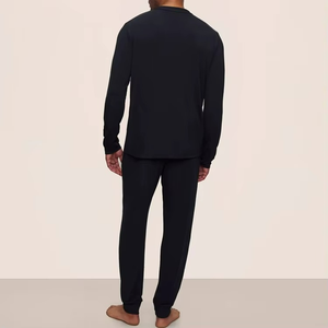 Modal Long PJ <b>Set</b> <b>for</b> <b>Men</b> Long Sleeve Two Piece Loungewear Organic Jersey <b>Men's</b> <b>Pajamas</b> Custom Pijama Oversized - Product Image 4