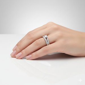 Anillo de Diamantes de Plata 925 y Oro, Anillo de Compromiso con Diamantes Naturales y Cultivados en Laboratorio, Joyería Fina para Mujer - Product Image 4