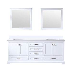 80 pouces. Meuble-lavabo double blanc avec 22 pouces de profondeur Plateau en quartz D et 30 pouces Miroirs pour meubles-lavabos de salle de bain - Product Image 1