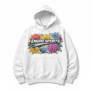 เสื้อฮู้ดพิมพ์ลายพัฟแบบกำหนดเอง – ลายดอกไม้สีขาว |   เสื้อฮู้ดซิปสีดำ |   ผู้ผลิตชุดกีฬา OEM เสื้อฮู้ดดีไซน์ลายดอกไม้ใหม่ - Product Image 1