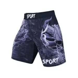 Shorts de combat MMA Style Play avec fentes latérales, logo frontal sur la ceinture, séchage rapide, en Spandex/Polyester, pour arts martiaux mixtes - Product Image 3