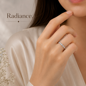 0.15 TCW Real Round Diamond Studded Ring for Women | 14K White <b>Gold</b> Minimalist Wedding Band Stackable Anniversary Fine Jewelry - Product Image 2