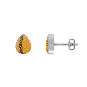 Premium 925 Silver Bumble <b>Bee</b> Gemstone Pear Marquise Oval Cab Butterfly Lock Stud Earrings Bezel Setting Pack of 3 Pairs - Product Image 4