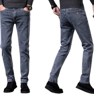<b>Men's</b> Slim Fit Straight Leg Stonewashed <b>Denim</b> Jeans Mid Waist Casual Cotton Pants Autumn Wear - Product Image 4