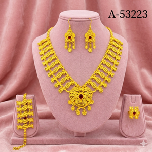 MOLL JEWELLERS Luxury Traditional Wedding Necklace Set Zircon Earrings Headpiece <b>for</b> Women Gold Silver Plated Jewelry SetA-53227 - Product Image 2