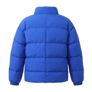 Custom High Quality Winter Mens Puffer <b>Jacket</b> Plain Blue Padded <b>Mandarin</b> <b>Collar</b> Hooded Windproof Warm Thick Quilted Front - Product Image 3
