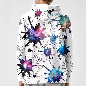 <b>Men's</b> Hooded Sweatshirt 100% Polyester Sublimation Print Splash Design Casual Summer Wear Regular Fit - Product Image 3