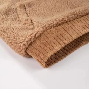 Sweat-shirt à capuche surdimensionné en polaire pour homme, couleur unie, décontracté, pour l'hiver, anti-boulochage, pull tricoté marron - Product Image 3