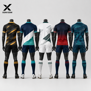 Ensemble de maillots de rugby pour hommes X Sports City, sublimé, 100% polyester, col en V, sans manches, respirant, évacuant l'humidité, toutes saisons, OEM/ODM - Product Image 2