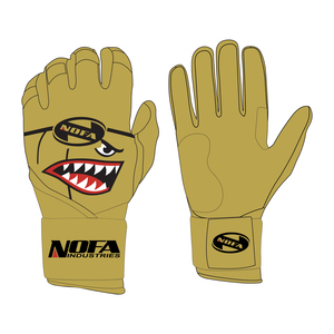 NOFA Industries Khaki Batting Gloves with Shark Design <b>Hook</b> And Loop Closure Unisex Adult Training Gloves - Product Image 1
