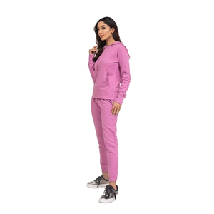 High Quality Cozy Women Two Piece <b>Tracksuit</b> Light Pink Hoodie and Joggers Set Winter Lounge Wear Customizable - Product Image 2