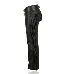 Pantalones de Montar a Caballo de Cuero Vacuno Genuino para Hombre con Flecos, Estilo Vaquero Occidental, Protección para las Piernas - Product Image 2