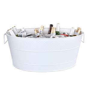 Large White Galvanized Steel Beverage Tub Cooler 6 Gallon Oval for Parties 15 Bottle Wine <b>Beer</b> Drink <b>Chiller</b> OEM Bulk Wholesale - Product Image 5