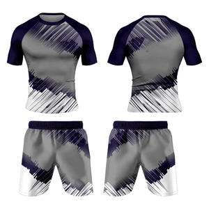 Conjunto de Rashguard de Manga Corta Elástico para Hombre, MMA, BJJ, Grappling, Transpirable, de Secado Rápido, Ligero, Spandex/Poliéster - Product Image 1