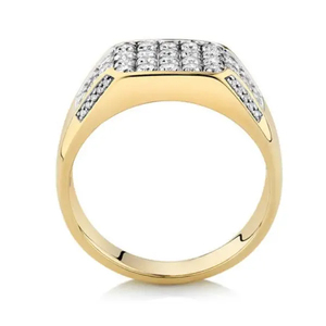 Anillo de Eternidad de Oro Amarillo con Diamantes para Hombre ZAWO HOUSE, Engaste Pavé, Corte Brillante Redondo, Estilo Geométrico Clásico, Joyería de Boda - Product Image 6