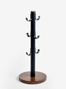 Modern Metal <b>Mug</b> <b>Tree</b> Holder Stand With Six Hooks And Wooden Round Base Freestanding Coffee Cup Hanging Storage Rack Kitchen Use - Product Image 3