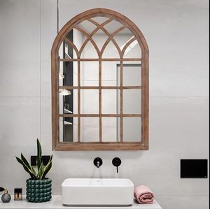 Arched Wooden Wall <b>Mirror</b> with Modern Design Wood Framed Decorative Arched Design for Bedroom Bathroom Hallway Dressing Room - Product Image 6