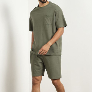 Ensemble T-shirt et short streetwear homme haute qualité, été, logo personnalisé, écologique, respirant, 100% coton molletonné tricoté - Product Image 6