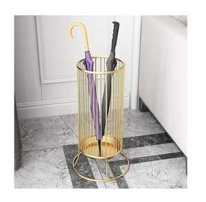 Modern Round Black Metal Umbrella Stand Mesh Entryway Walking Stick Holder Tall Cane Storage Rack with Removable Drip Tray Base - Product Image 4