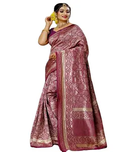 时尚Sarees派对穿着印度和巴基斯坦提花编织的新印度婚礼设计Kanjivaram丝绸
