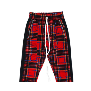 Pantalon de survêtement streetwear à carreaux pour homme, coupe slim, avec fermetures éclair aux chevilles - Product Image 2