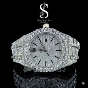 Luxury VVS Moissanite Diamond Stainless Steel Watch Men's Bust Down Wristwatch Luxury Hip Hop Jewelry Water Resistant Watch - Product Image 1