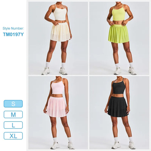 Ensemble de tennis pour femme : Haut court dos nageur, jupe-short plissée, coussinets de poitrine amovibles. Vêtements de sport. OEM ODM Logo personnalisé Vente en gros. - Product Image 3